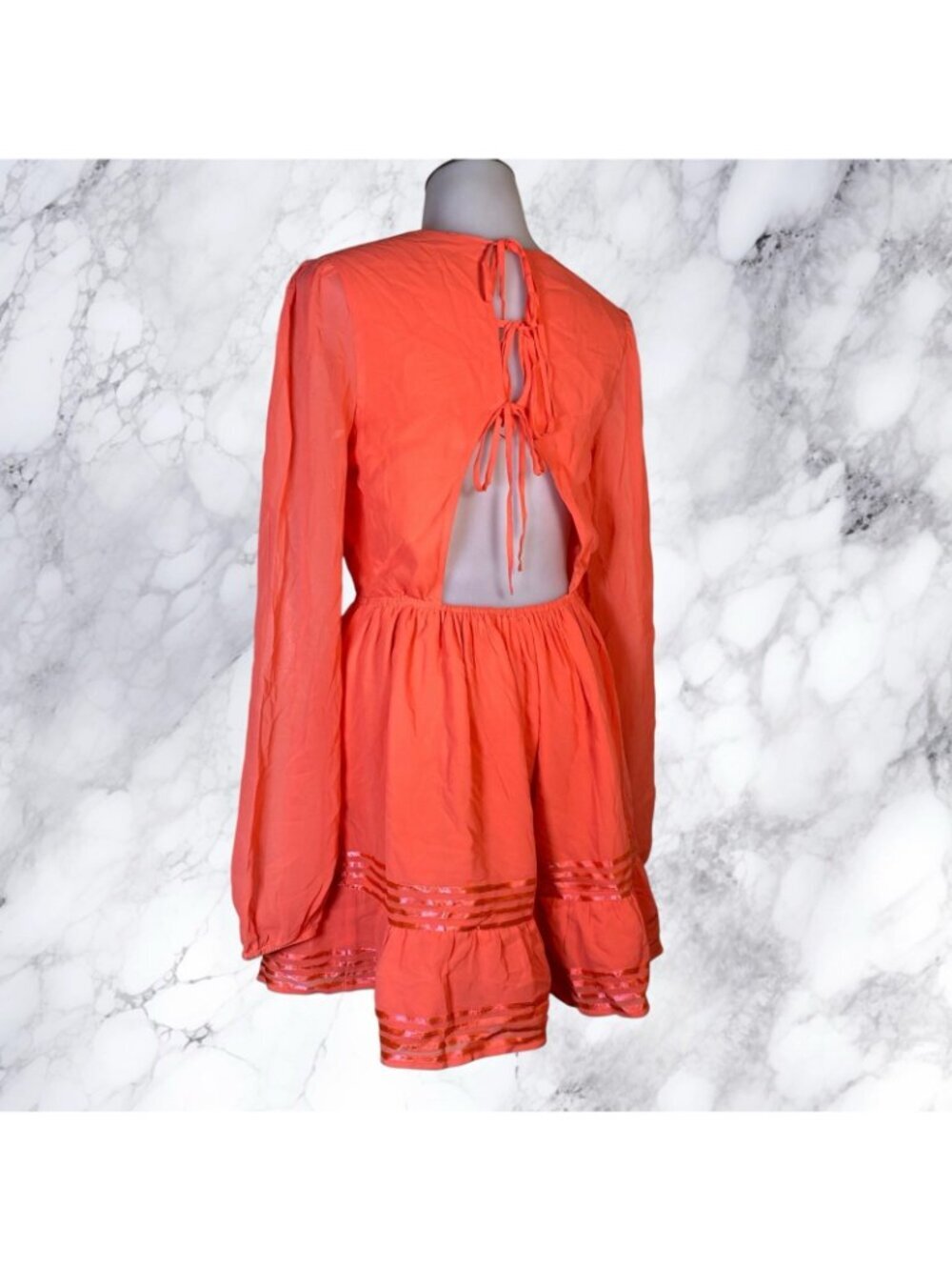 Lovers and Friends Allister Dress in Coral Red - Picture 3 of 10